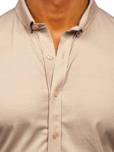 Camicia a maniche corte da uomo beige Bolf 2005