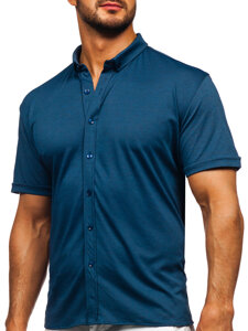 Camicia a maniche corte da uomo blu Bolf 2005