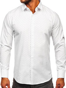 Camicia a maniche lunghe con motivi da uomo bianco Bolf T597