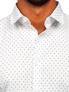 Camicia a maniche lunghe con motivi da uomo bianco Bolf T597