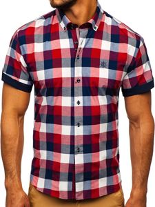 Camicia a quadri a manicha corta da uomo bordò Bolf 5532