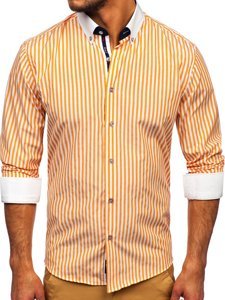 Camicia a righe a manica lunga da uomo arancione Bolf 20727