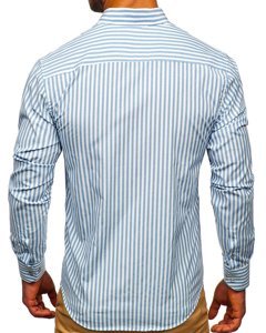 Camicia a righe a manica lunga da uomo blu Bolf 20704