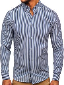 Camicia a righe a manica lunga da uomo blu Bolf 20726