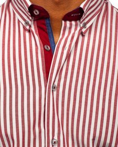 Camicia a righe a manica lunga da uomo bordò Bolf 20704