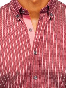 Camicia a righe a manica lunga da uomo bordò Bolf 20731-1