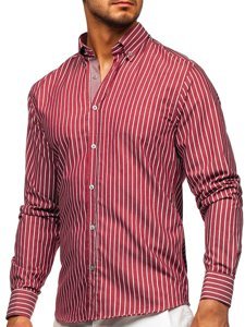 Camicia a righe a manica lunga da uomo bordò Bolf 20731