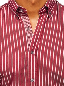 Camicia a righe a manica lunga da uomo bordò Bolf 20731