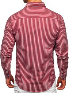 Camicia a righe a manica lunga da uomo bordò Bolf 20731