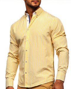 Camicia a righe a manica lunga da uomo gialla Bolf 20704