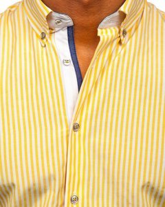 Camicia a righe a manica lunga da uomo gialla Bolf 20704