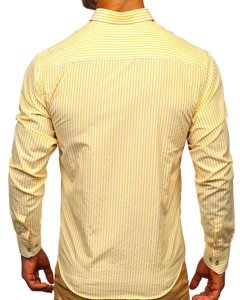 Camicia a righe a manica lunga da uomo gialla Bolf 20704