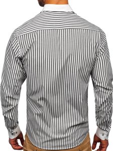 Camicia a righe a manica lunga da uomo grafite Bolf 20727