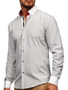 Camicia a righe a manica lunga da uomo grigia Bolf 20727