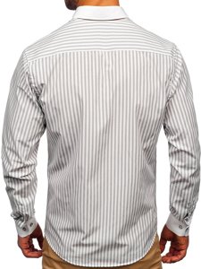 Camicia a righe a manica lunga da uomo grigia Bolf 20727