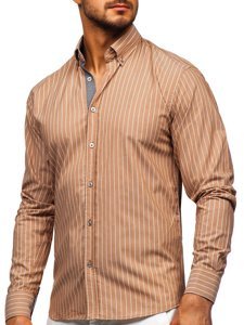 Camicia a righe a manica lunga da uomo marrone Bolf 20731-1