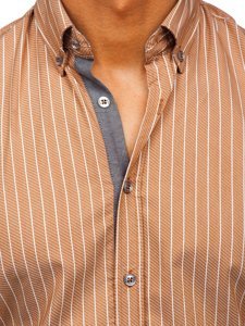 Camicia a righe a manica lunga da uomo marrone Bolf 20731-1