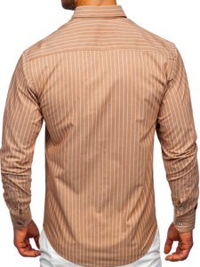 Camicia a righe a manica lunga da uomo marrone Bolf 20731-1