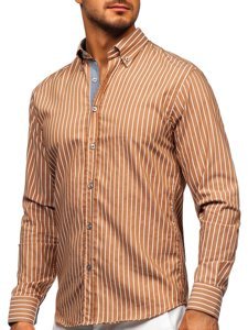 Camicia a righe a manica lunga da uomo marrone Bolf 20731