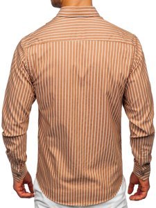 Camicia a righe a manica lunga da uomo marrone Bolf 20731