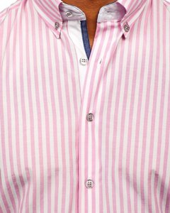 Camicia a righe a manica lunga da uomo rosa Bolf 20704