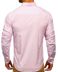 Camicia a righe a manica lunga da uomo rosa Bolf 20704