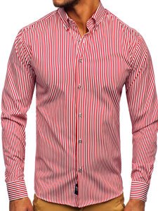 Camicia a righe a manica lunga da uomo rossa Bolf 20726