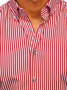 Camicia a righe a manica lunga da uomo rossa Bolf 20726