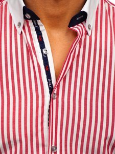 Camicia a righe a manica lunga da uomo rossa Bolf 20727