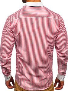 Camicia a righe a manica lunga da uomo rossa Bolf 20727