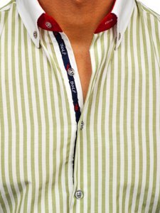 Camicia a righe a manica lunga da uomo verde Bolf 20727