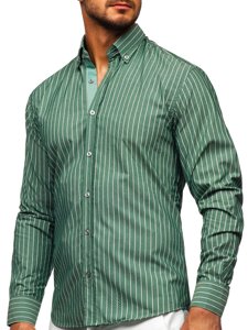 Camicia a righe a manica lunga da uomo verde Bolf 20731-1