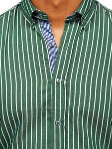 Camicia a righe a manica lunga da uomo verde Bolf 20731