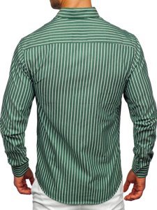 Camicia a righe a manica lunga da uomo verde Bolf 20731