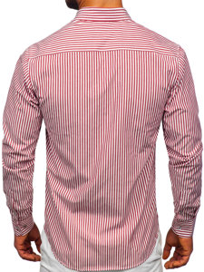 Camicia a righe a maniche lunghe da uomo bordò Bolf 22731