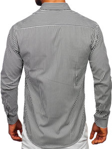 Camicia a righe a maniche lunghe da uomo nera Bolf 22731