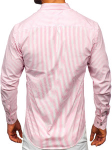 Camicia a righe a maniche lunghe da uomo rosa Bolf 22731