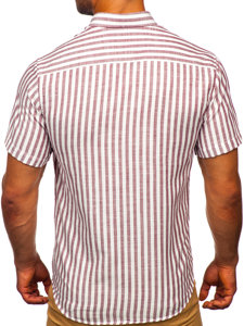 Camicia a righe a minica corta da uomo bordò Bolf 21500