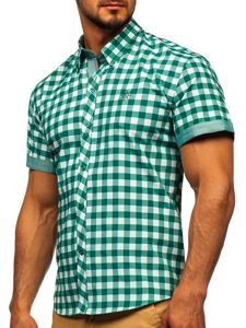 Camicia a scacchi a manica corta da uomo verde Bolf 6522