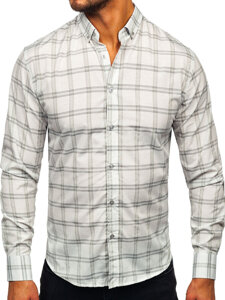 Camicia a scacchi a manica lunga da uomo grigio Bolf 22749