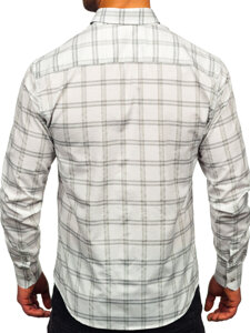 Camicia a scacchi a manica lunga da uomo grigio Bolf 22749