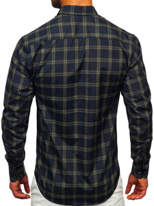 Camicia a scacchi a manica lunga da uomo verde Bolf 22749