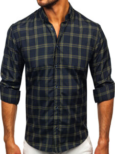 Camicia a scacchi a manica lunga da uomo verde Bolf 22749