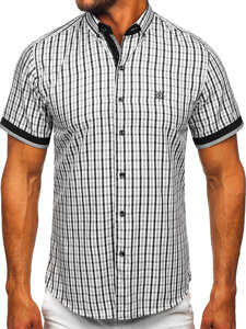 Camicia a scacchi a maniche corte da uomo nero Bolf 4510