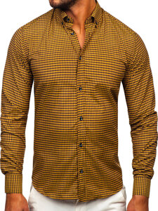 Camicia a scacchi a maniche lunghe da uomo camello Bolf 22745