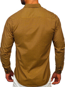 Camicia a scacchi a maniche lunghe da uomo camello Bolf 22745