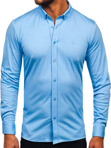 Camicia casual a manica lunga da uomo azzurro Bolf 500