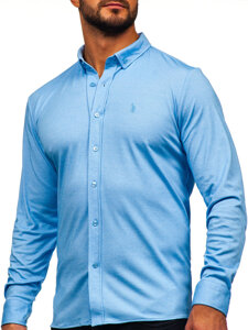 Camicia casual a manica lunga da uomo azzurro Bolf 500