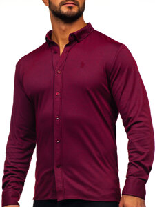 Camicia casual a manica lunga da uomo bordò Bolf 500