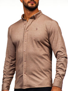 Camicia casual a manica lunga da uomo marrone Bolf 500